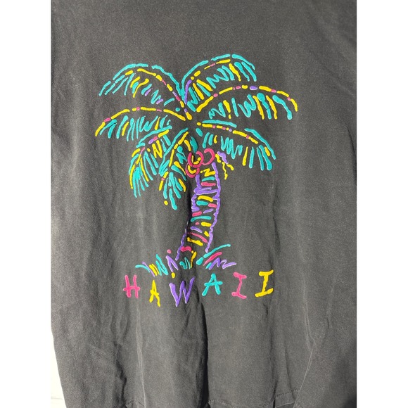 Vintage Oneita Hawaii Palm Tree tee‎ Men's S/M Black Retro Vacation USA made - Picture 2 of 6